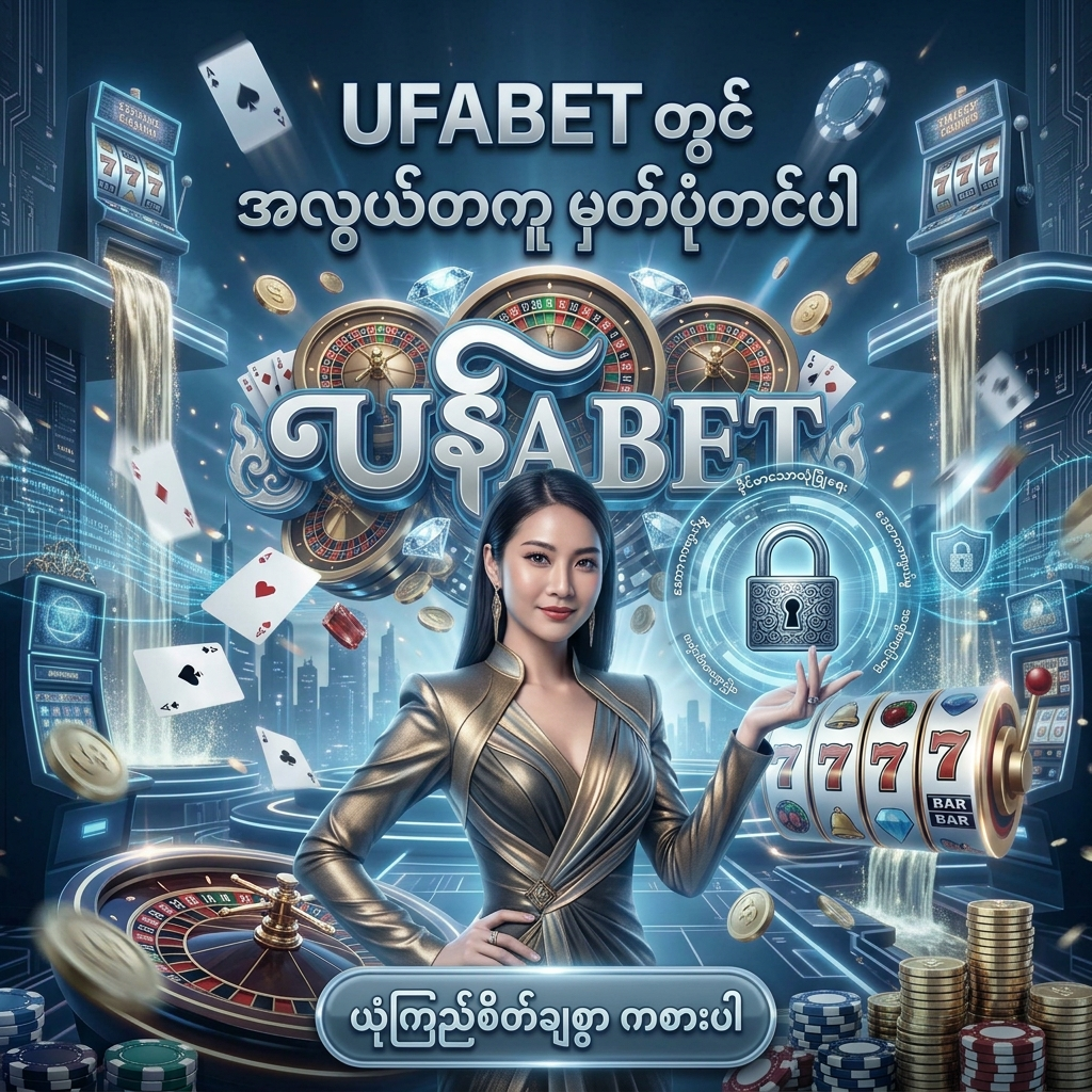 ဤရုပ်ပုံတွင် UFABET ပလပ်ဖောင်း၏ လုံခြုံရေးနှင့် ယုံကြည်စိတ်ချရမှုကို ဖော်ပြထားသည်။ ရုပ်ပုံတွင် ဖန်တီးထားသော ဘာမြန်မာ-ဘာသာစကားဖြင့် ဖန်တီးထားသော လော့ခ်သင်္ကေတကို ဗဟိုချက်အဖြစ် ထားရှိပြီး၊ ဒေတာကာကွယ်ရေးနှင့် အသုံးပြုသူ၏ကိုယ်ရေးကိုယ်တာအချက်အလက်များ လုံခြုံရေးကို ဖော်ပြထားသည်။ ဤရုပ်ပုံတွင် UFABET ဘရန်ဒ်လိုဂိုကိုလည်း ထည့်သွင်းထားသည်။