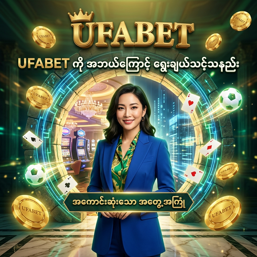 ဤပုံသည် UFABET ပလပ်ဖောင်းကို အဘယ်ကြောင့် ရွေးချယ်သင့်သနည်းဆိုသည့် မေးခွန်းအတွက် အဖြေပေးထားသော ဒီဇိုင်းဖြစ်ပြီး၊ ကျွမ်းကျင်သူများ၏ လမ်းညွှန်မှုနှင့်အတူ အကောင်းဆုံးသော အွန်လိုင်းကာစီနိုနှင့် ဘောလုံးလောင်းကစား အတွေ့အကြုံကို မြန်မာကစားသမားများအတွက် ဖော်ပြပေးထားသည့် ဆွဲဆောင်မှုရှိသော ပုံရိပ်တစ်ခု ဖြစ်ပါသည်။